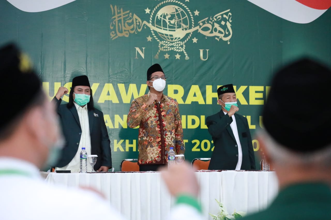 Gus Muhdlor saat pembukaan musker MWC NU Wonoayu-Sidoarjo, Sabtu (19/2/2022)