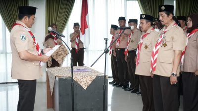 Ka Kwarcab Sidoarjo Lantik Mabiran dan Pengurus Kwartir Ranting Sukodono Masa Bhakti 2022-2025